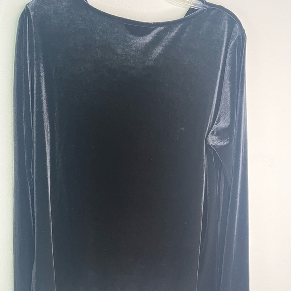 Talbots Velour Velvet Blouse Top Womens Size Medium Black Cowl Neck - Picture 4 of 8